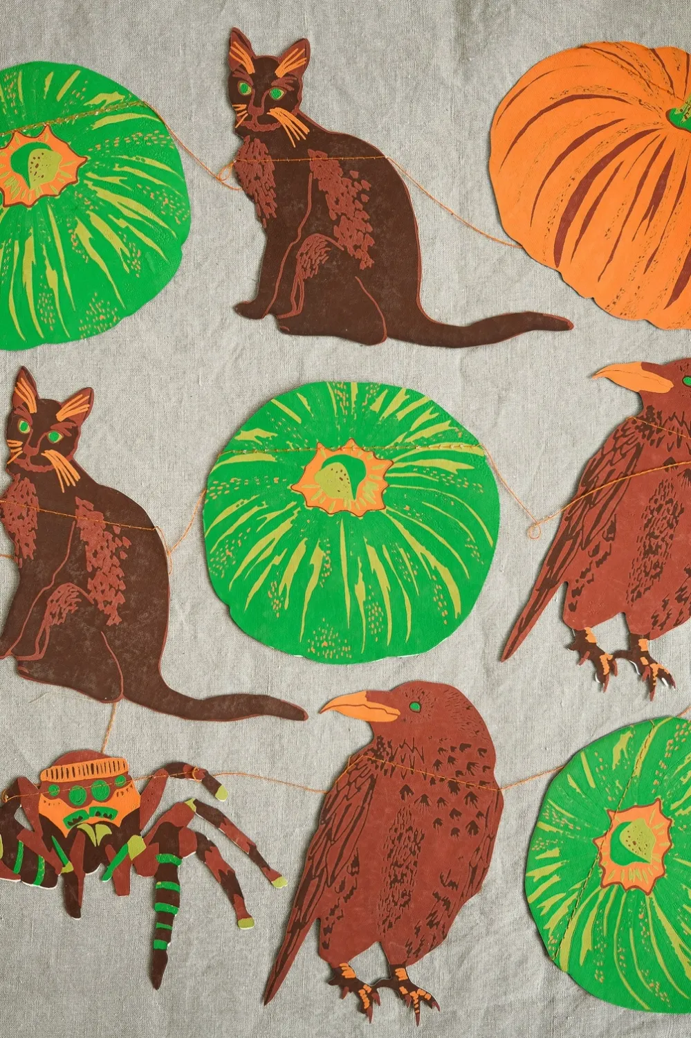Pumpkin Sewn Paper Garland