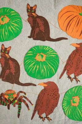 Pumpkin Sewn Paper Garland