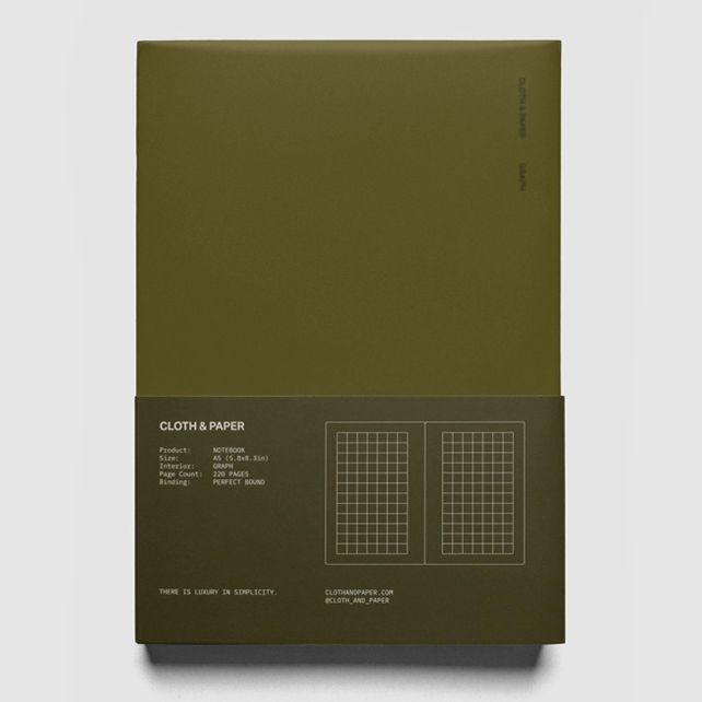 Perfect Bound Notebook A5 Graph - Olive