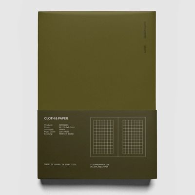 Perfect Bound Notebook A5 Graph - Olive