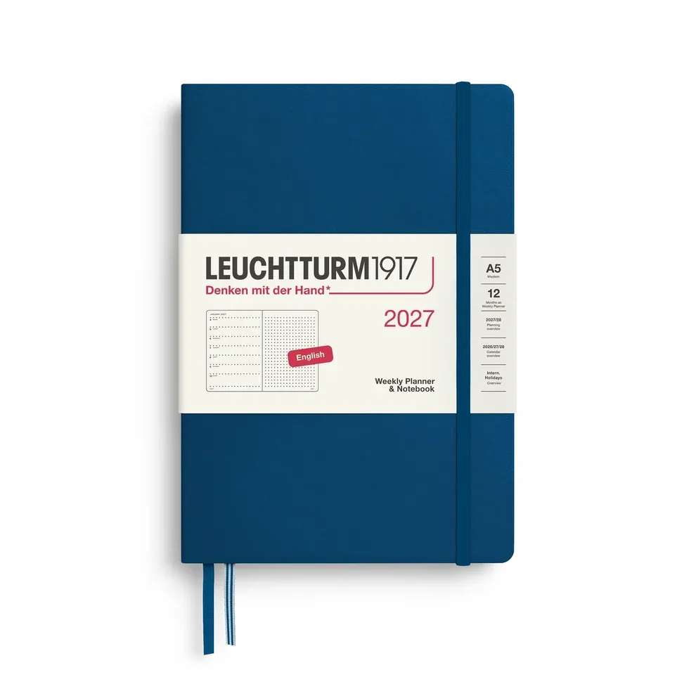 Leuchtturm - 2027 A5 Hardcover Weekly Planner &amp; Notebook, Dotted