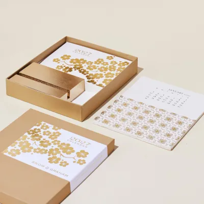 Snow &amp; Graham Gold Foil Desk Calendar 2027