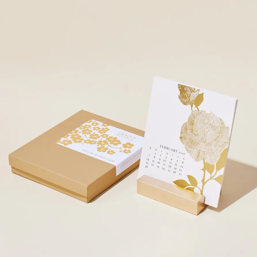 Snow &amp; Graham Gold Foil Desk Calendar 2027