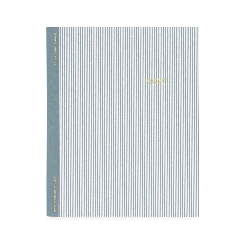 2027 Dusty Blue Pinstripe Monthly Planner