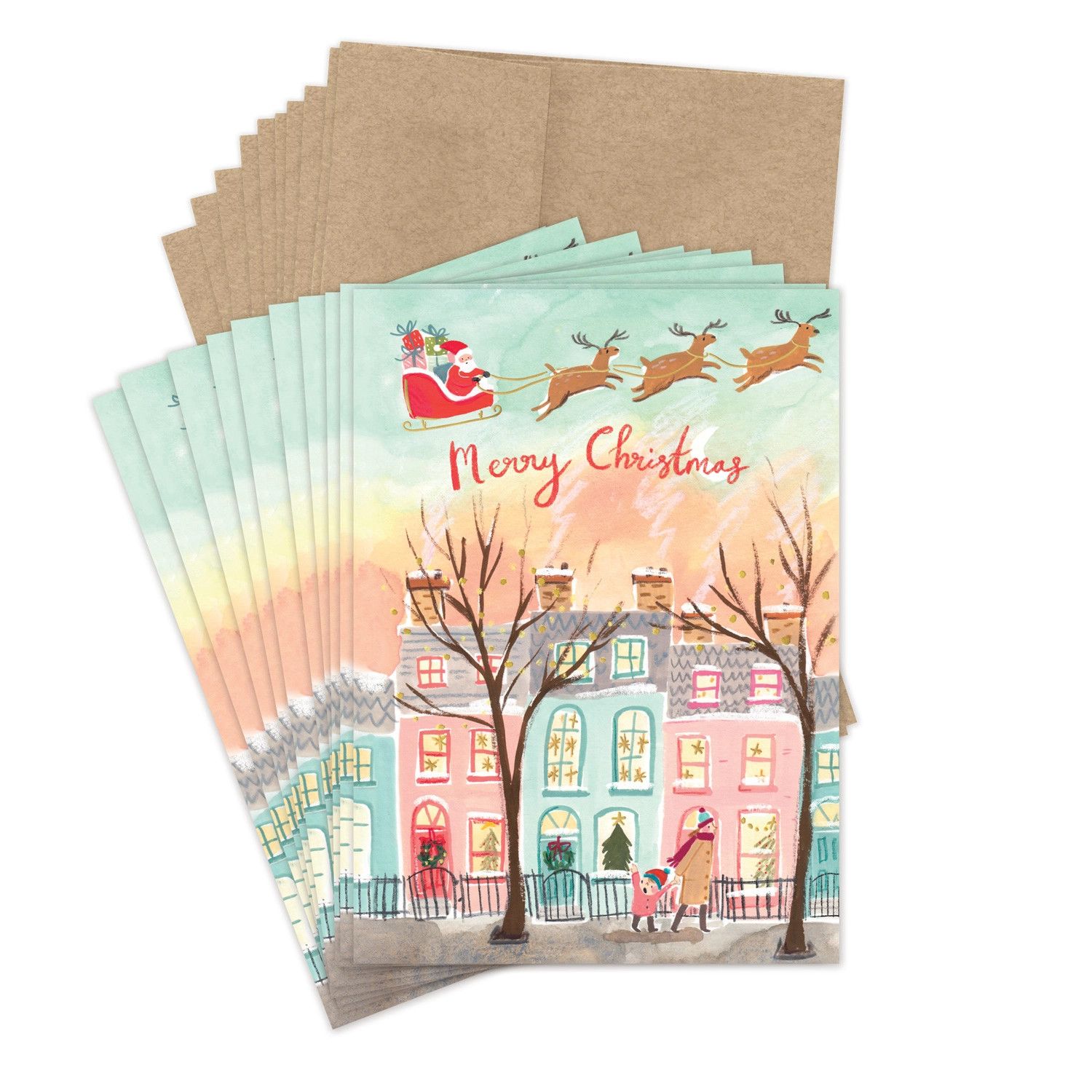 Santa in Flight Holiday Cards (box of 10)