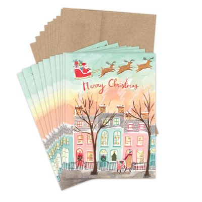 Santa in Flight Holiday Cards (box of 10)
