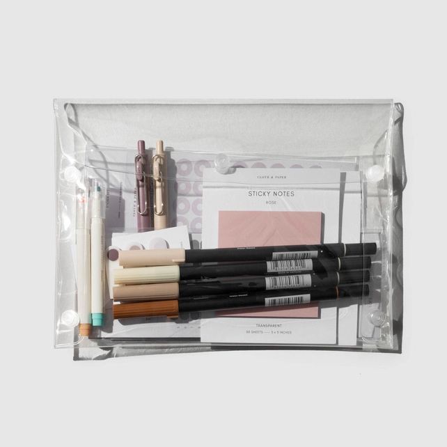 Cloth &amp; Paper Large Essentials Pouch, Clear Snaps