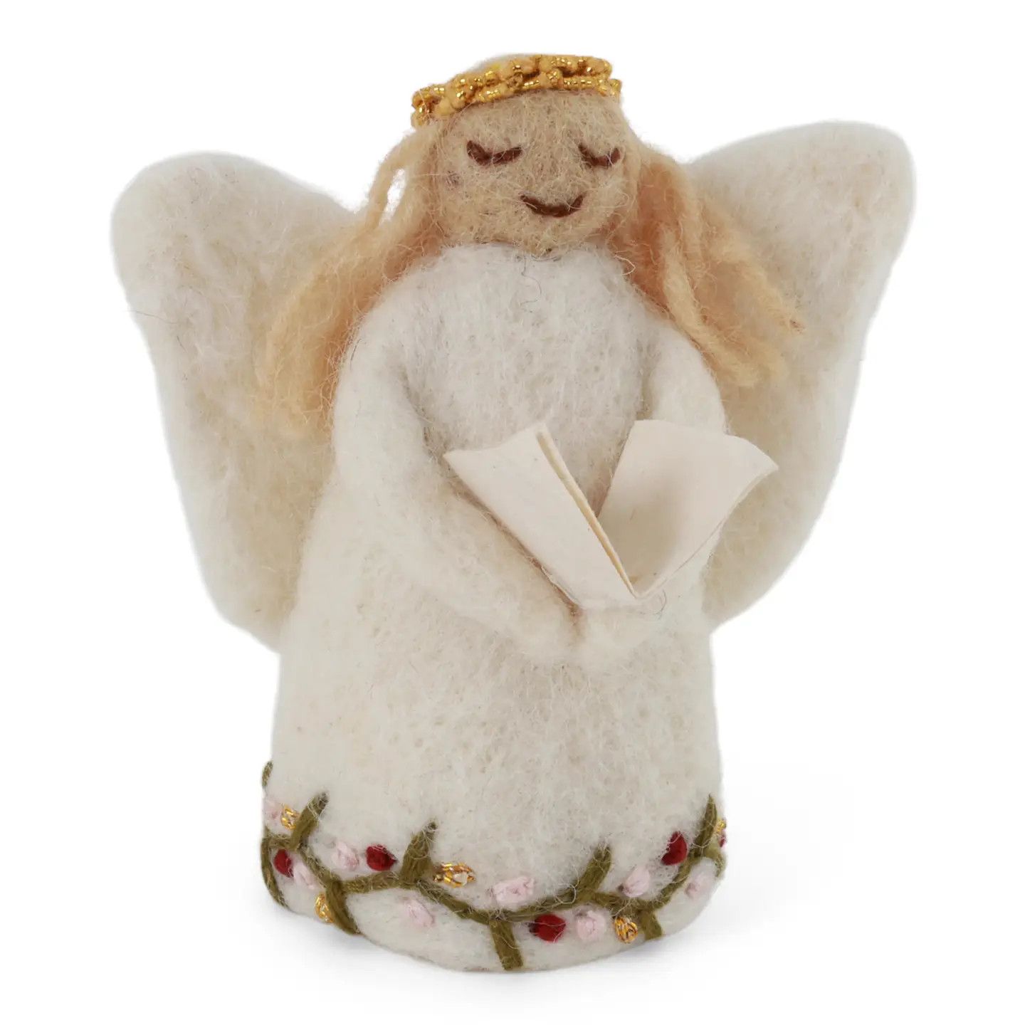 Embroidered Angel with Book Felt Ornament