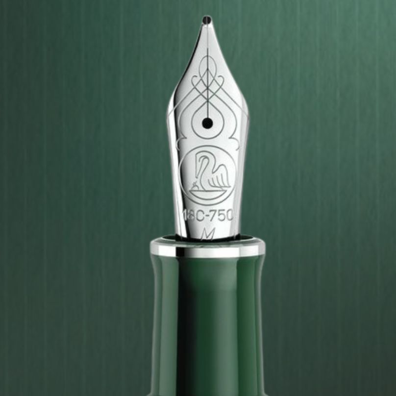 Pelikan Souverän M815 Metal Striped Green Fountain Pen - Special Edition