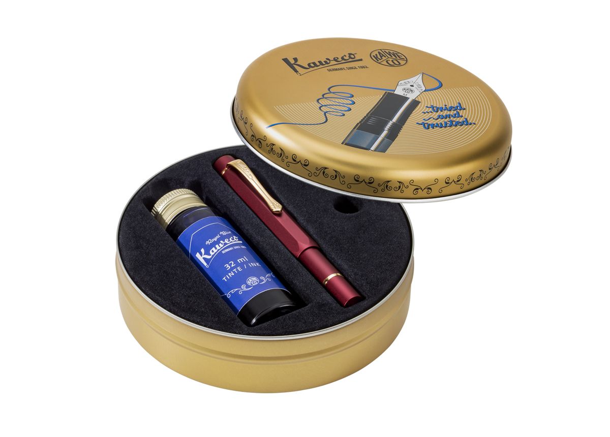 Kaweco Sport Piston AL Bordeaux/Gold Fountain Pen Starter Set