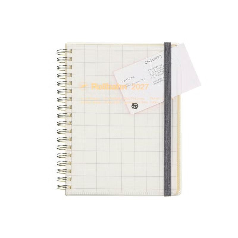 Rollbahn 2027 Diary Spiral High Pocket Check Large Clear Grey