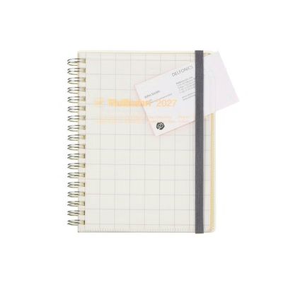 Rollbahn 2027 Diary Spiral High Pocket Check Large Clear Grey