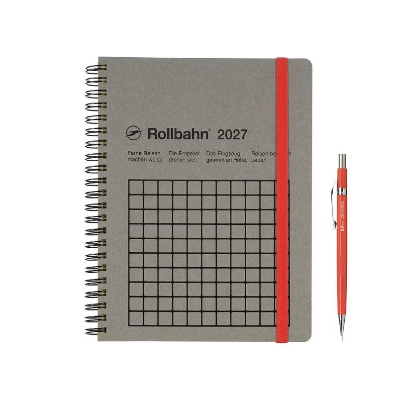 Rollbahn 2027 Diary Spiral Monaural A5 Gray