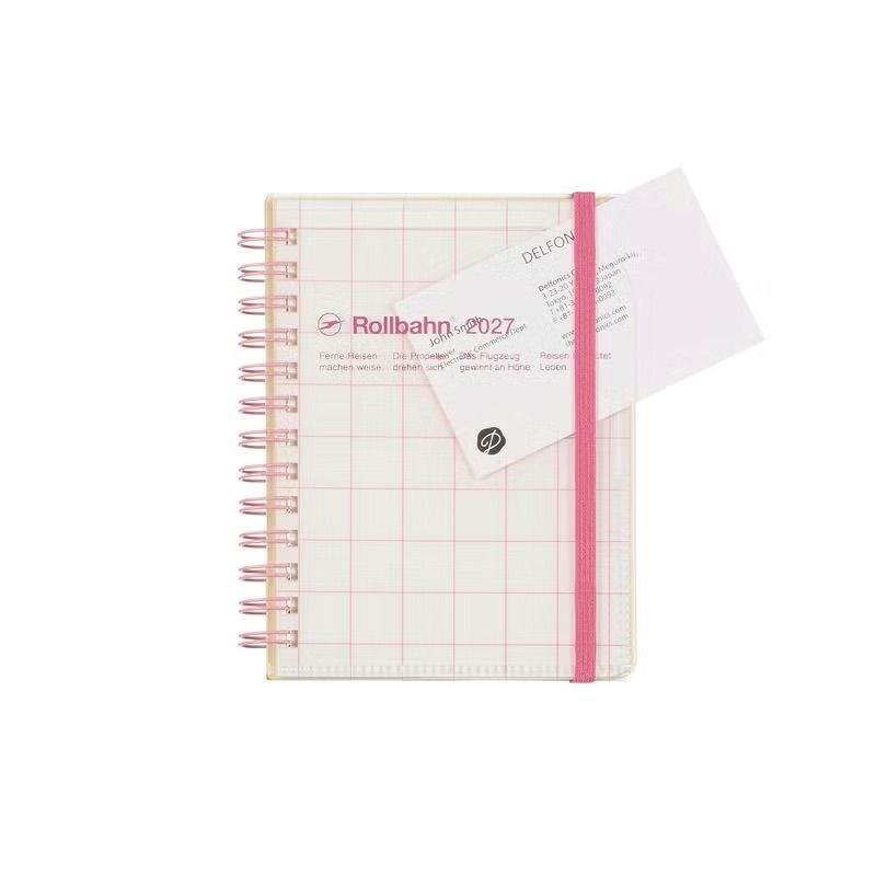 Rollbahn 2027 Diary Spiral High Pocket Check Medium Clear Pink