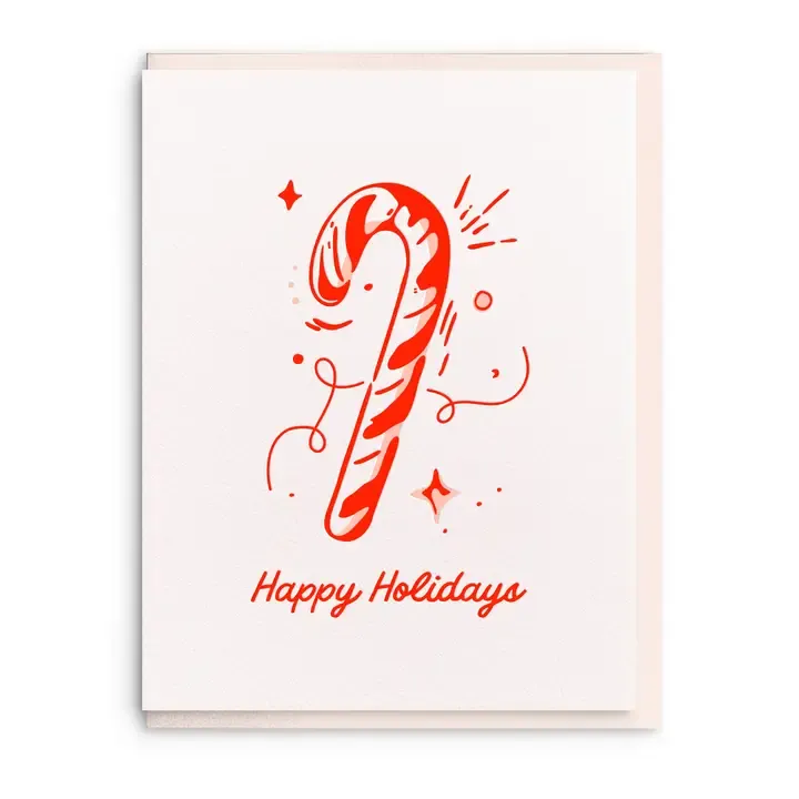 Candy Cane Letterpress Holiday Cards (box of 6)