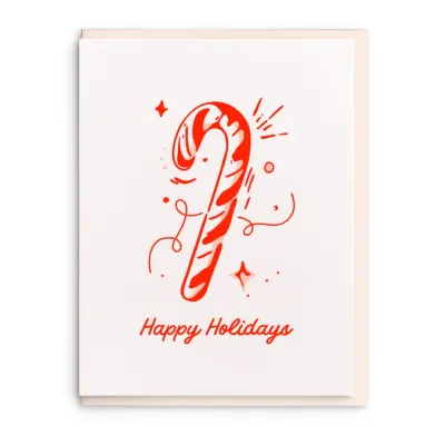 Candy Cane Letterpress Holiday Cards (box of 6)