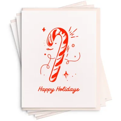 Candy Cane Letterpress Holiday Cards (box of 6)