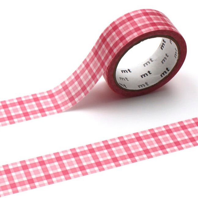 Overlapped Wide Gingham Check Pink Washi Tape