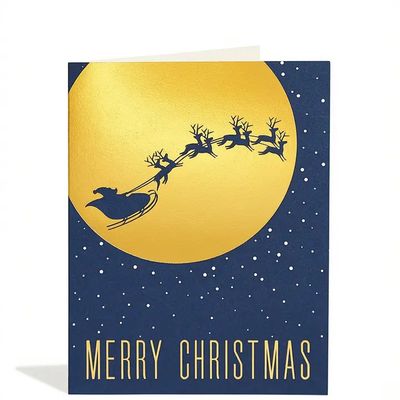 Santa's Sleigh Moon Foil Holiday Cards (box of 8)
