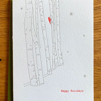 Woodpecker and Birches Letterpress Cards (box of 6)