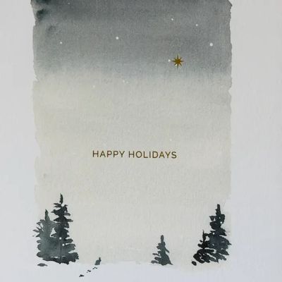 Watercolor Holiday Gold Foil Letterpress Cards (box of 6)