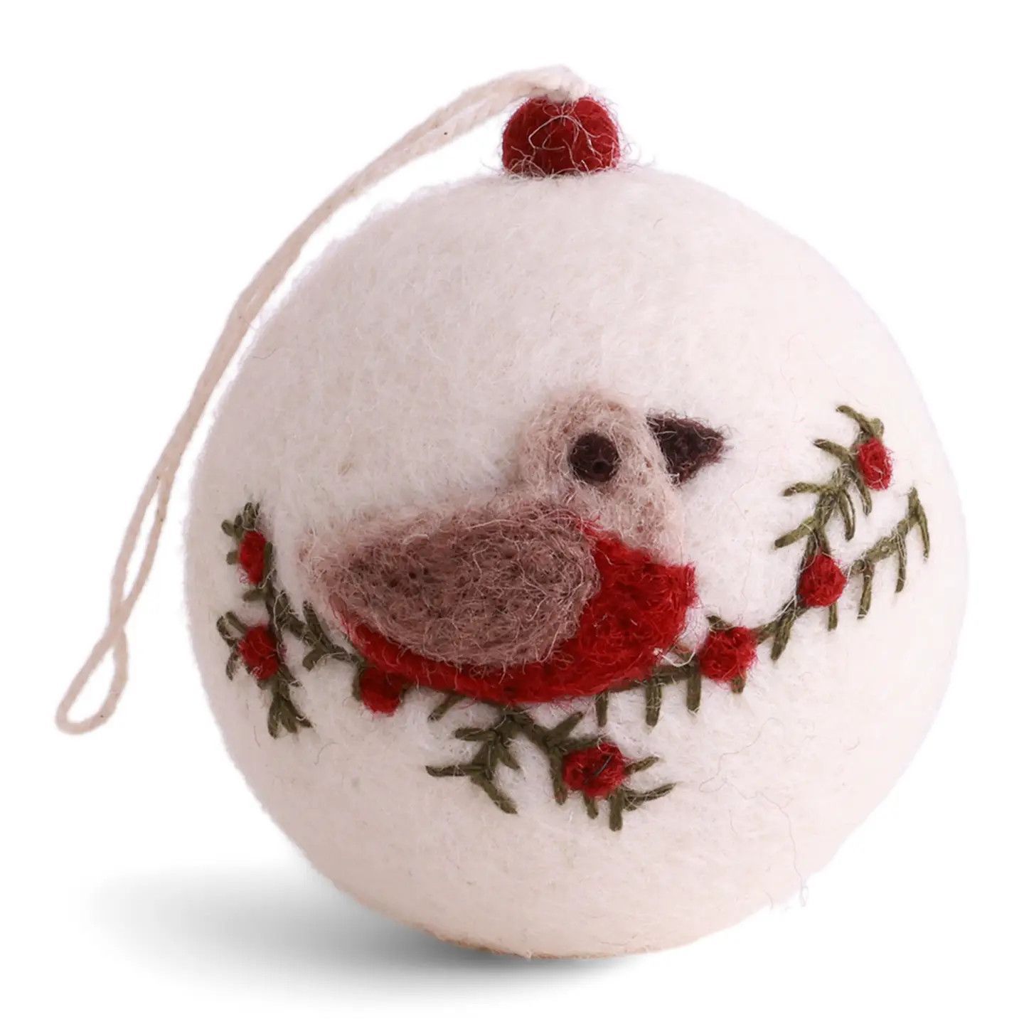 White Felt Bauble Ornament