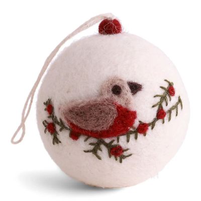 White Felt Bauble Ornament