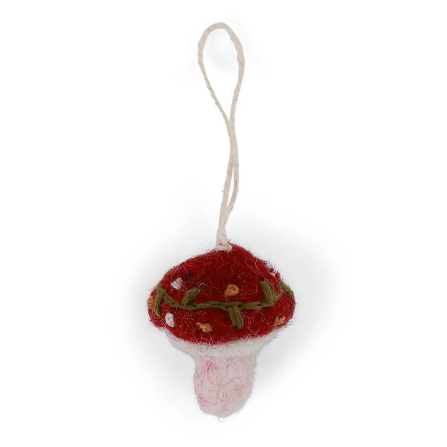 Embroidered Mushroom Felt Ornament