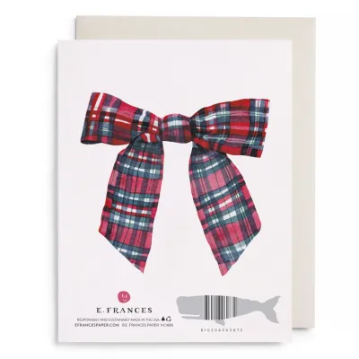 E. Frances Paper Christmas Plaid Bow Cards (box of 6)