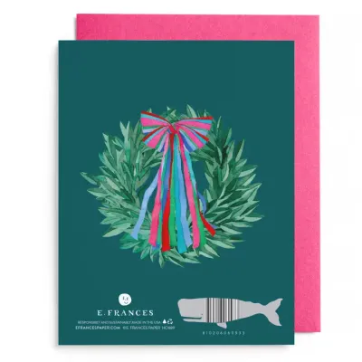 E. Frances Paper Colorful Bow Christmas Wreath Cards (box of 6)