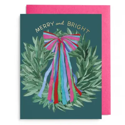 E. Frances Paper Colorful Bow Christmas Wreath Cards (box of 6)