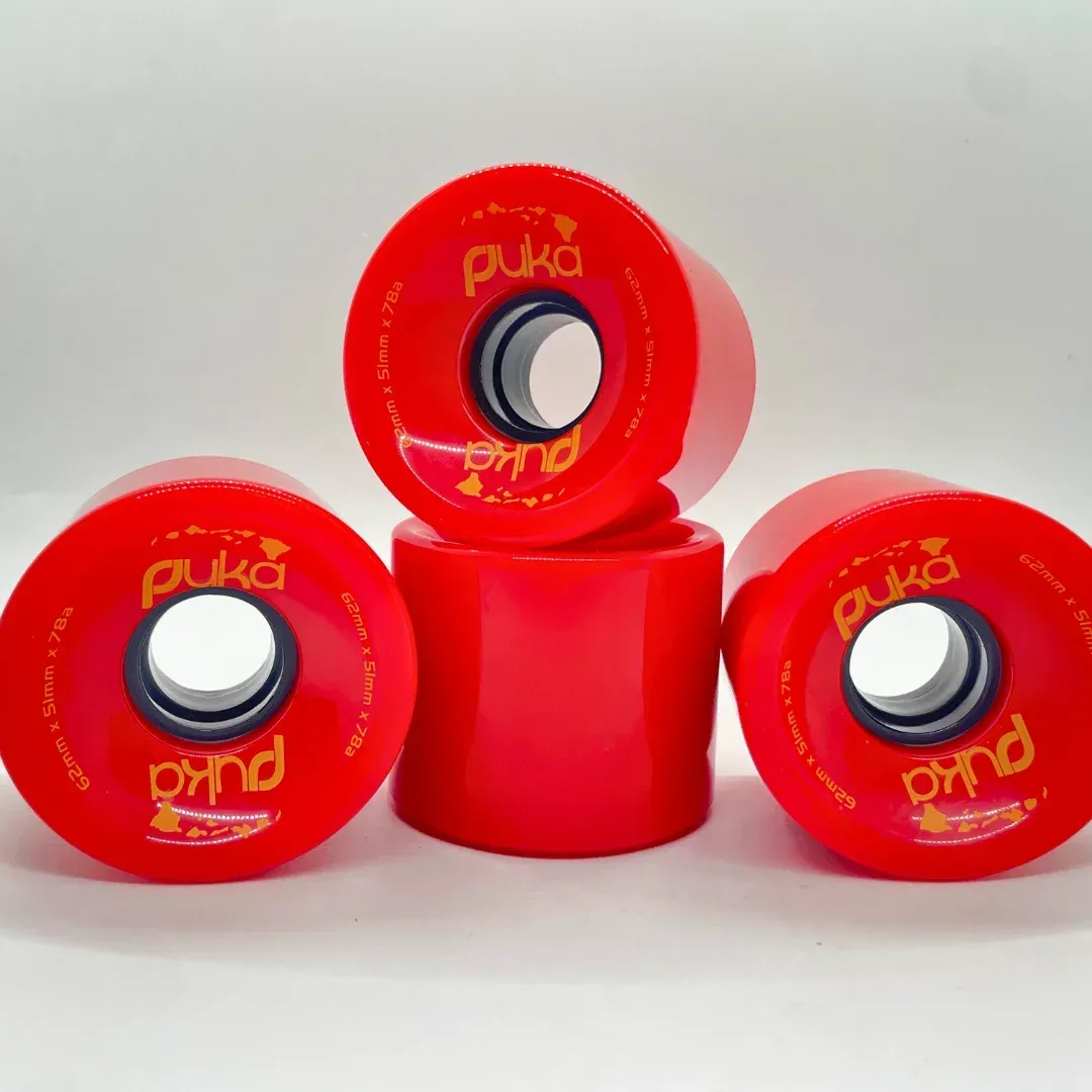 Puka Red Skate/Longboard Wheels (Set of 4)