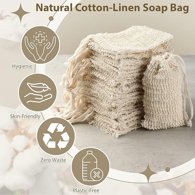 Natural Cotton Linen Soap Bag