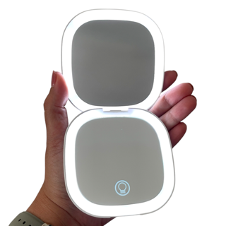 Espejo doble con luz led recargable