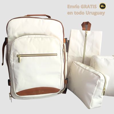 Set Mochila Caramel + organizadores de equipaje