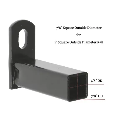 1&quot; x 1&quot; Square Steel Fence Rail Internal Mounting Bracket Iron