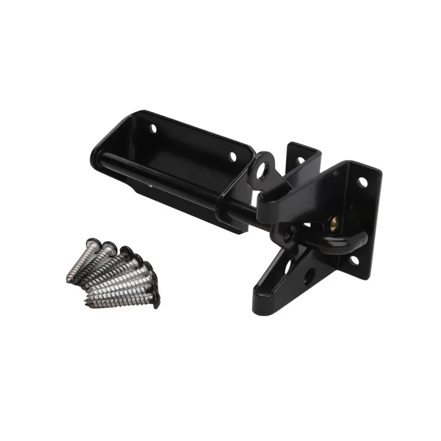 D&amp;D Stainless Steel Heavy-Duty Self-Latching Padlockable Gravity Latch For Wood Gates (Black)