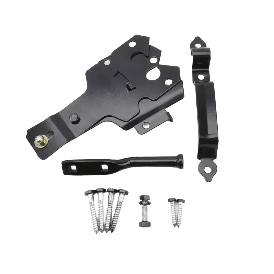 D&amp;D Powder-Coated Contemporary Padlockable Metal Post Latch For Wood Gates (Black)