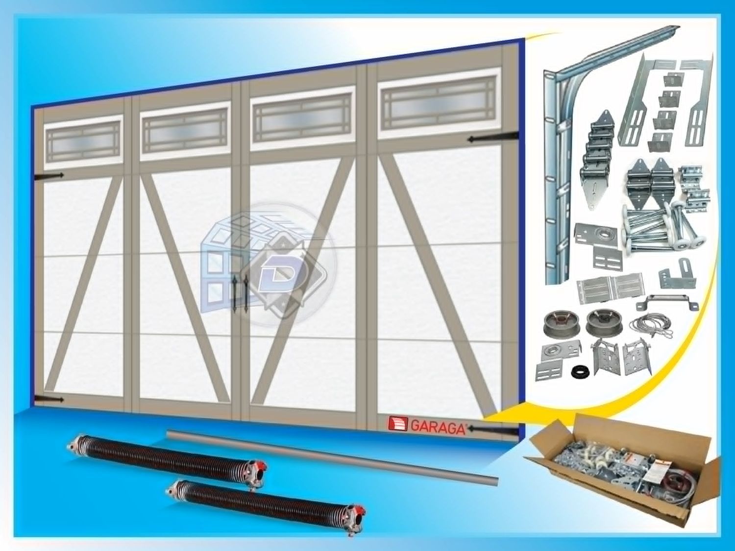 Eastman, Steel- 16x8 Woodgrain Ice White + Claystone Ready to Install Kit **Click for Other Sizes**