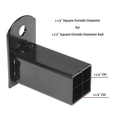 1 1/2" x 1 1/2" Square Steel Fence Rail Internal Mounting Commercial Bracket Iron