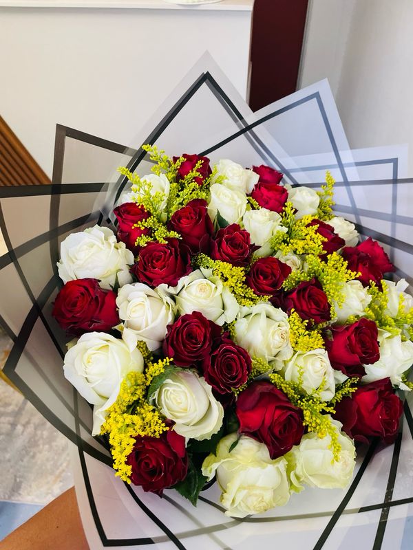 Red And White Roses