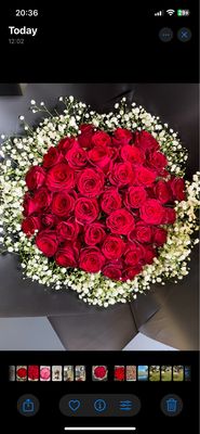 40 Red Roses With Gyp
