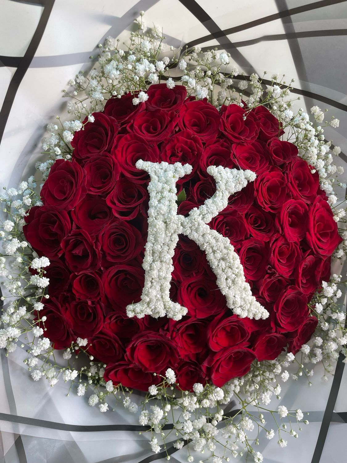40 Red Roses With An Alphabet