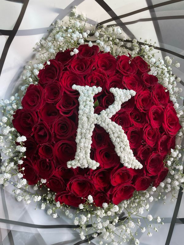 40 Red Roses With An Alphabet