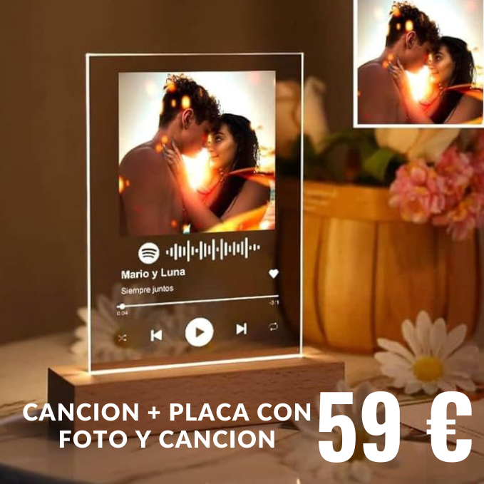 Cancion personalizada + Placa luminosa con foto y cancion