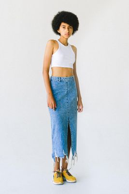 SAMPLE. Blue Denim Long Skirt