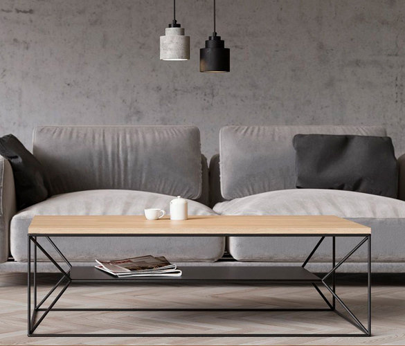 Moderner minimalistischer Couchtisch, Chrome, Stahl &amp; Massivholz MAXIM