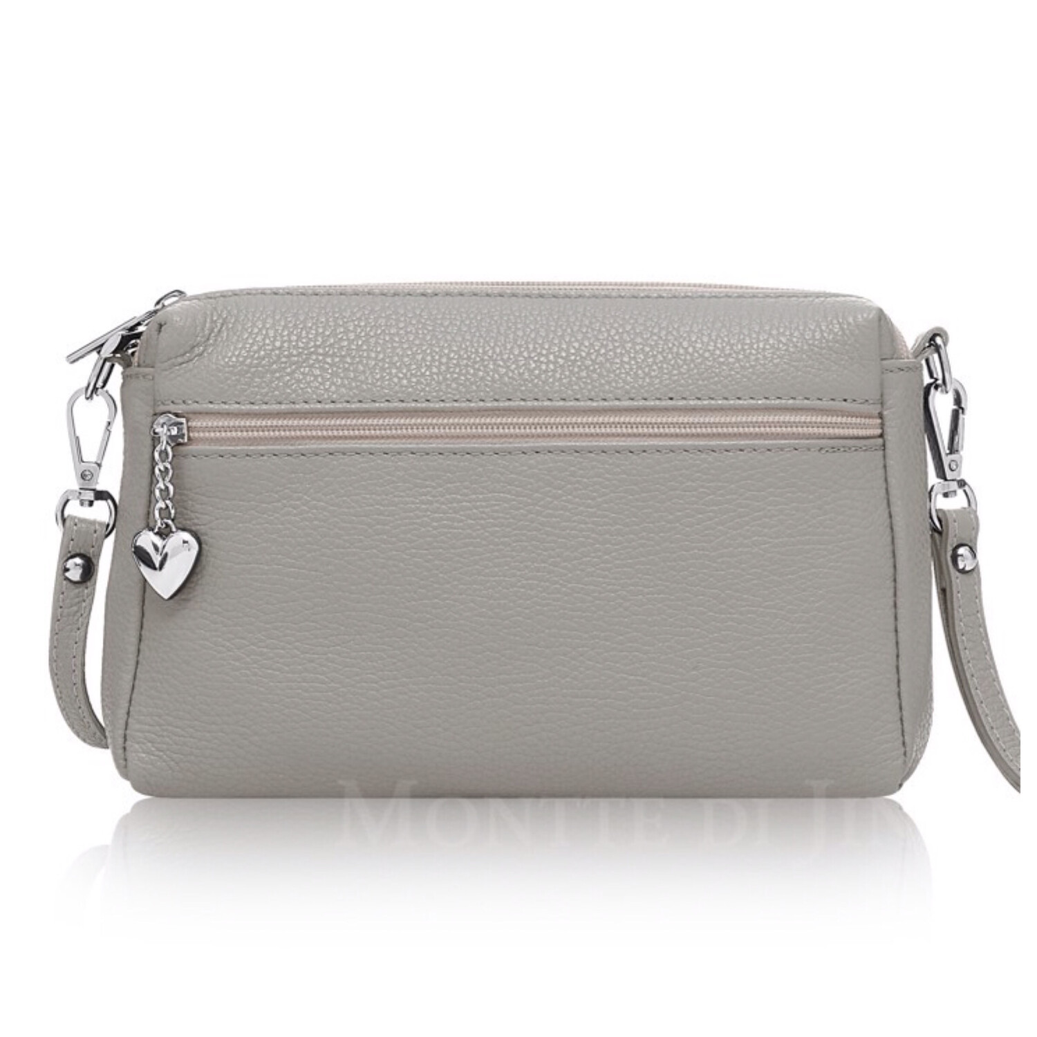 Grey Multi Pocket Textured Leather Bag