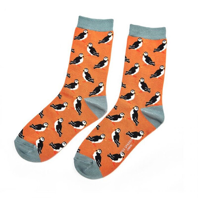 Puffins Bamboo Socks - Orange