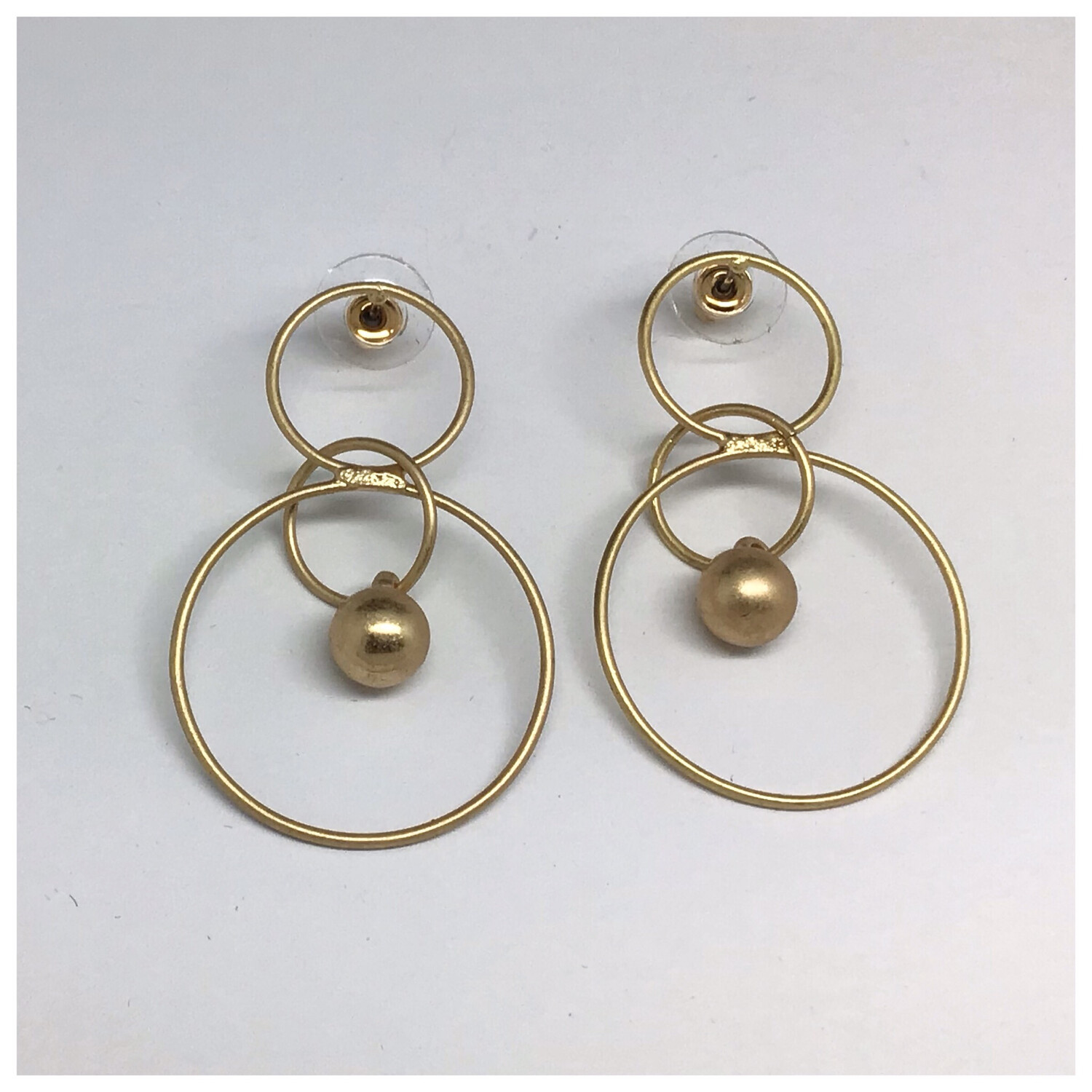 Delicate Circle and Ball Drop Earrings